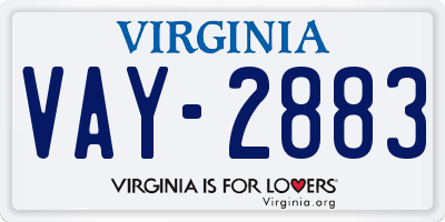 VA license plate VAY2883
