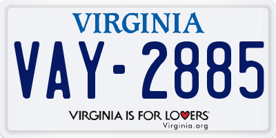VA license plate VAY2885