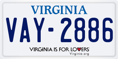 VA license plate VAY2886