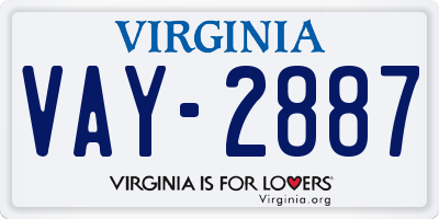 VA license plate VAY2887
