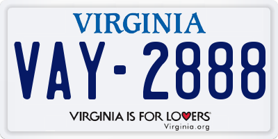 VA license plate VAY2888
