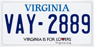 VA license plate VAY2889