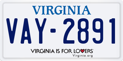 VA license plate VAY2891