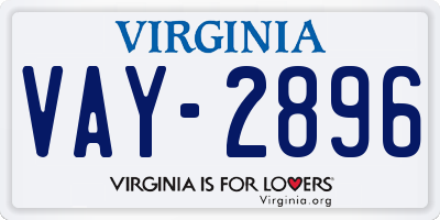 VA license plate VAY2896