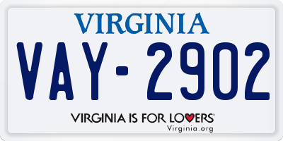 VA license plate VAY2902