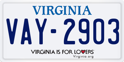 VA license plate VAY2903
