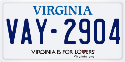 VA license plate VAY2904