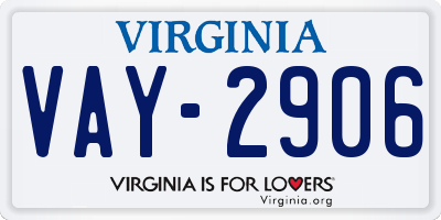 VA license plate VAY2906