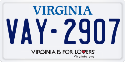 VA license plate VAY2907