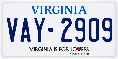 VA license plate VAY2909
