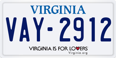 VA license plate VAY2912