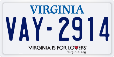 VA license plate VAY2914