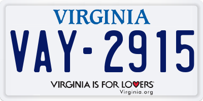 VA license plate VAY2915