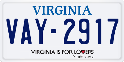 VA license plate VAY2917