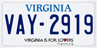 VA license plate VAY2919