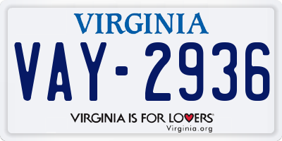 VA license plate VAY2936