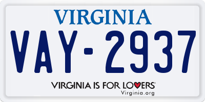 VA license plate VAY2937