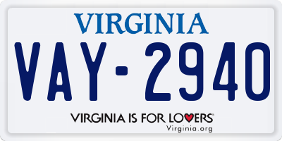VA license plate VAY2940
