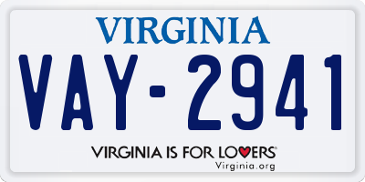 VA license plate VAY2941