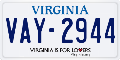VA license plate VAY2944