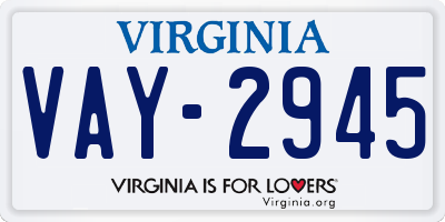 VA license plate VAY2945