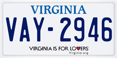 VA license plate VAY2946