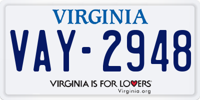 VA license plate VAY2948