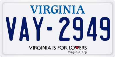 VA license plate VAY2949