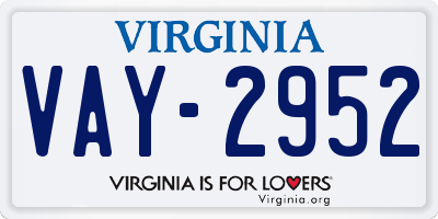 VA license plate VAY2952