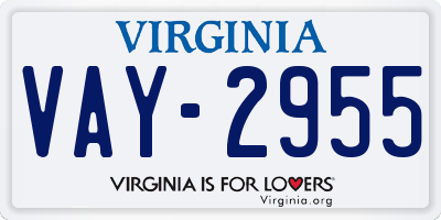 VA license plate VAY2955