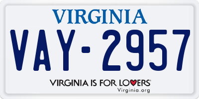 VA license plate VAY2957
