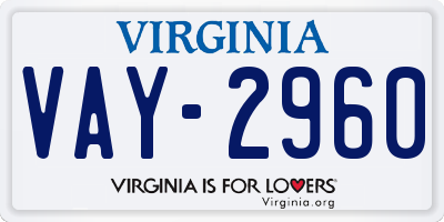 VA license plate VAY2960
