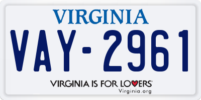 VA license plate VAY2961