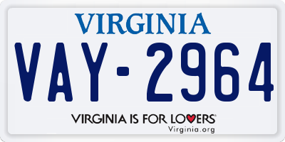 VA license plate VAY2964