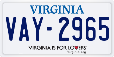 VA license plate VAY2965