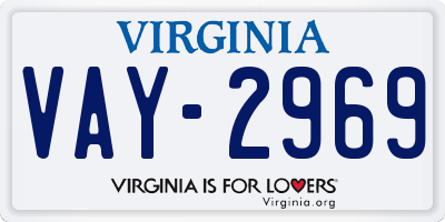 VA license plate VAY2969
