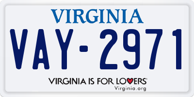 VA license plate VAY2971