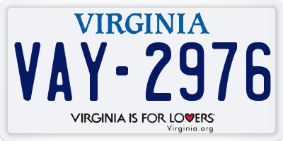 VA license plate VAY2976