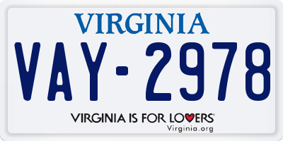 VA license plate VAY2978