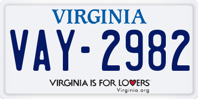VA license plate VAY2982