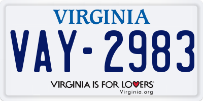 VA license plate VAY2983