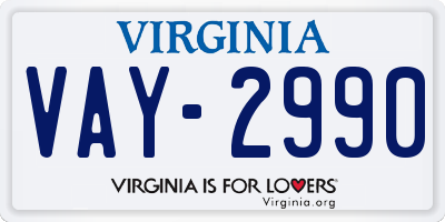 VA license plate VAY2990