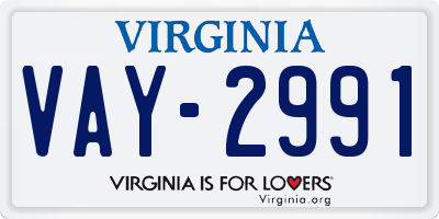 VA license plate VAY2991