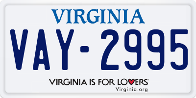 VA license plate VAY2995