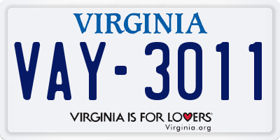 VA license plate VAY3011