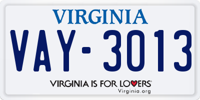 VA license plate VAY3013