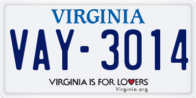 VA license plate VAY3014