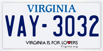 VA license plate VAY3032