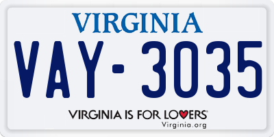 VA license plate VAY3035