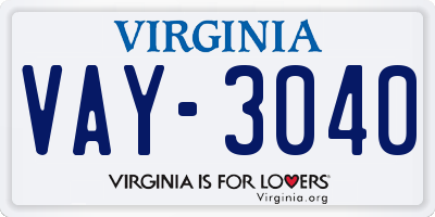 VA license plate VAY3040
